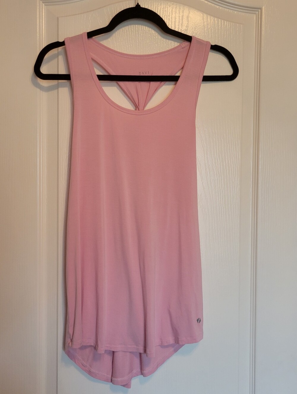 Tavi Light Pink Twisted Racerback Tank Top Ladies Medium. Length 27" P2P 20"